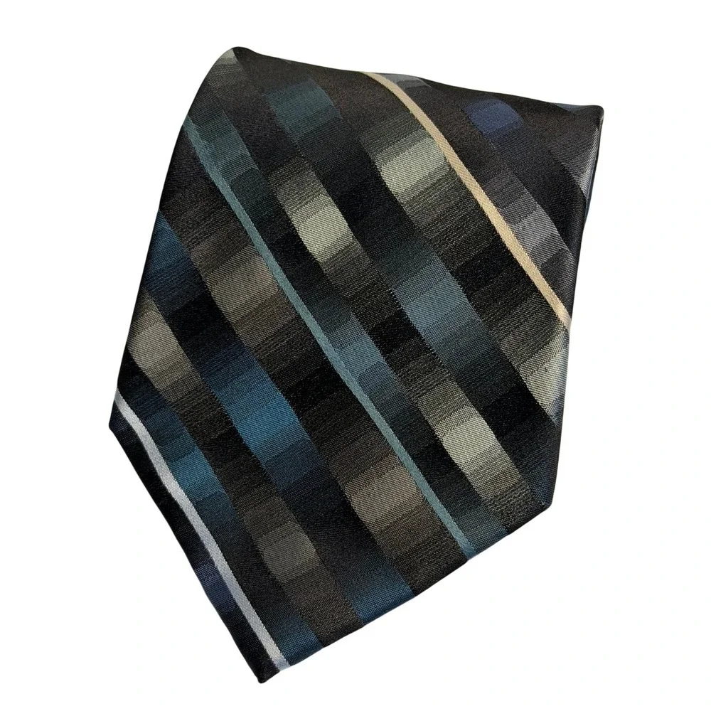 Stafford Necktie Blue Black Striped Silk Geometric Business Formal Mens Tie OS